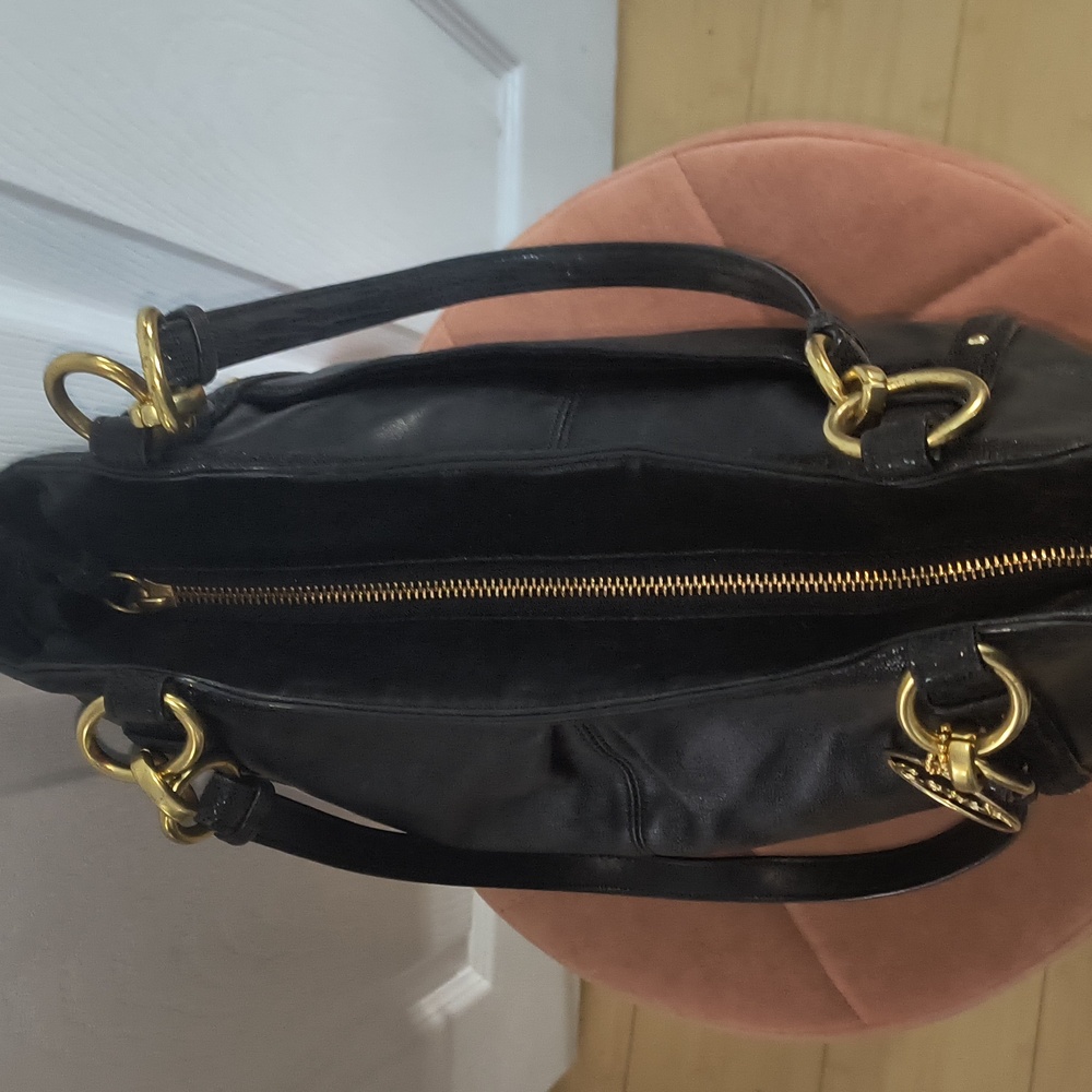 Coach F20812 Alexandra Black Leather Hobo Tote Bag Python Embossed - Picture 10 of 15